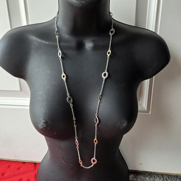 Etienne Aigner Chain long Necklace in silver tone - Picture 4 of 6